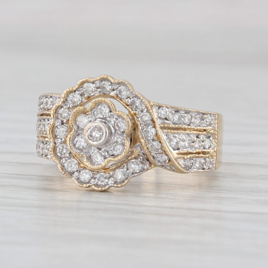 0.40ctw Diamond Flower Engagement Ring 14k Yellow Gold Size 5-5.25