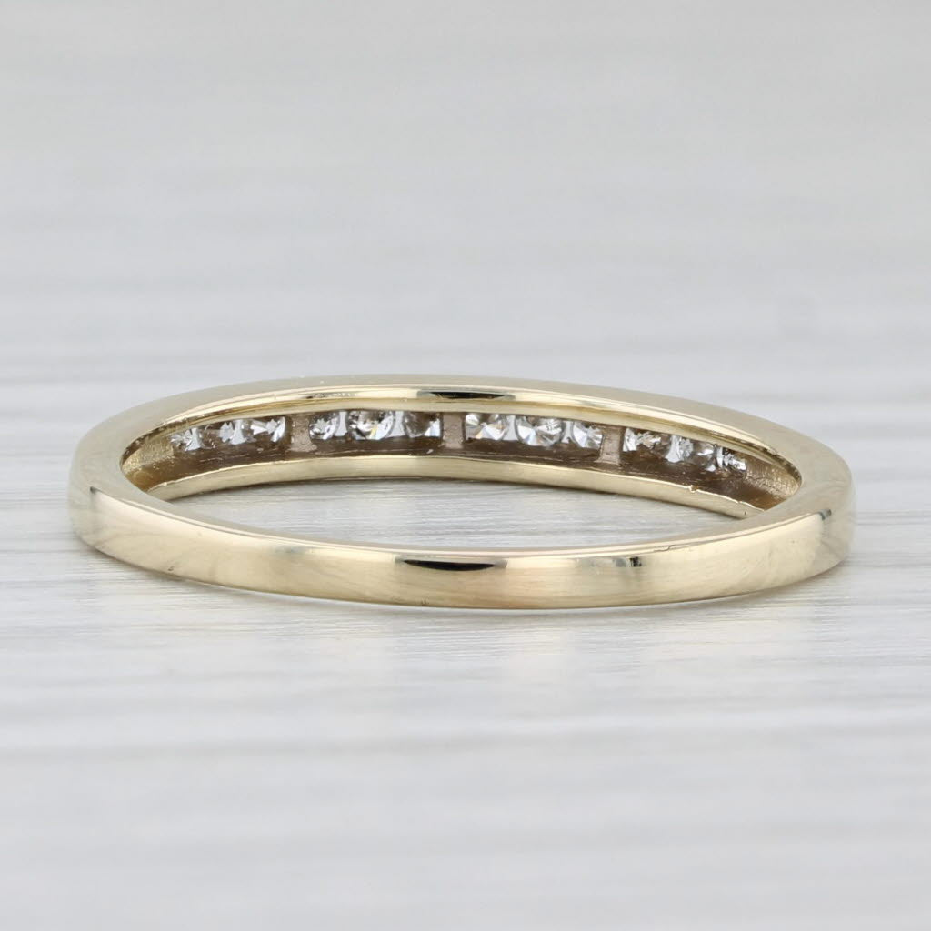 Light Gray 0.12ctw Diamond Wedding Band 10k Yellow Gold Size 8 Stackable Ring