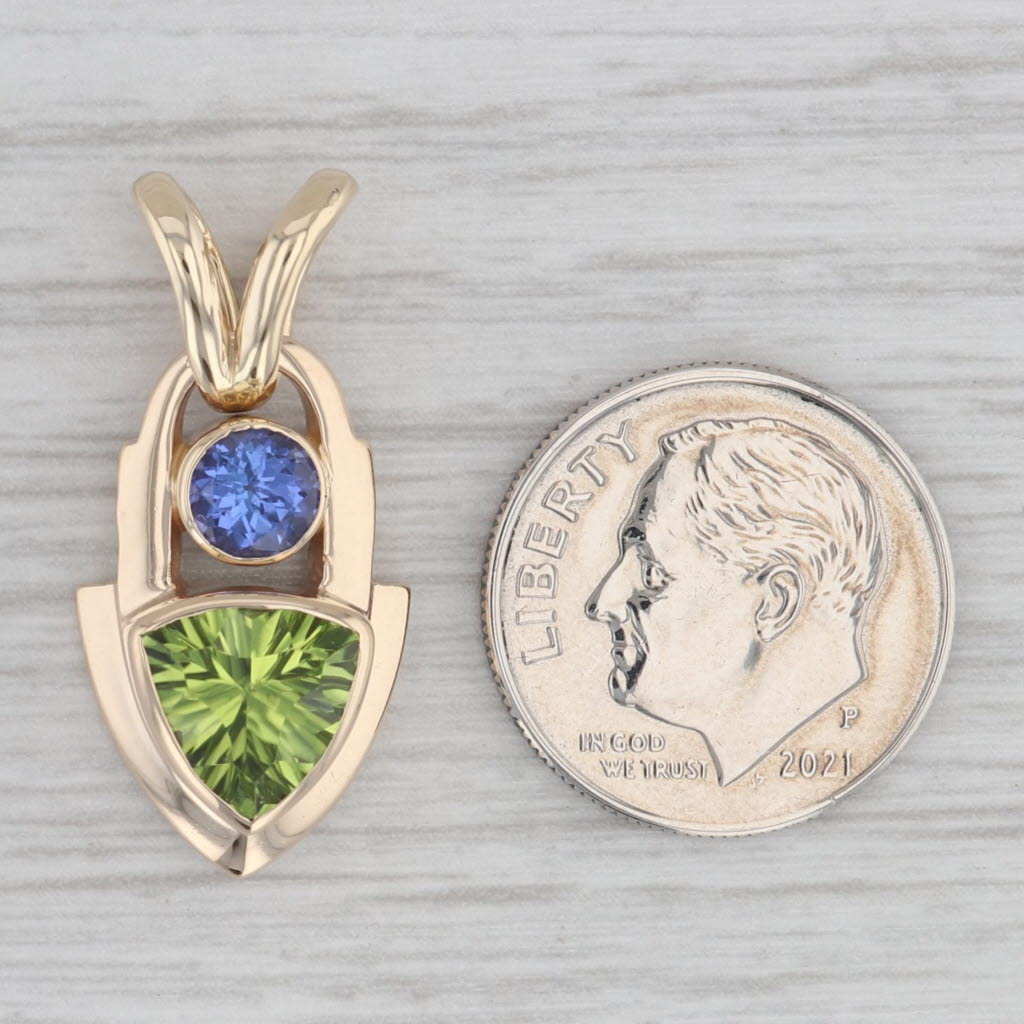 Gray Ofiesh 2.07ctw Peridot and Tanzanite 14k Yellow Gold Pendant