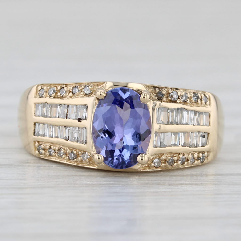 Light Gray 1.24ctw Tanzanite Diamond Ring 14k Yellow Gold Size 7 Engagement