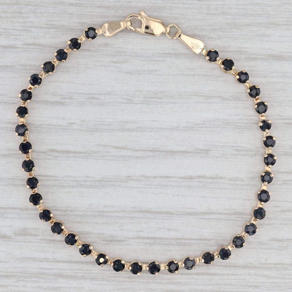 3.70ctw Blue Sapphire Tennis Bracelet 14k Yellow Gold 6.5" 3mm