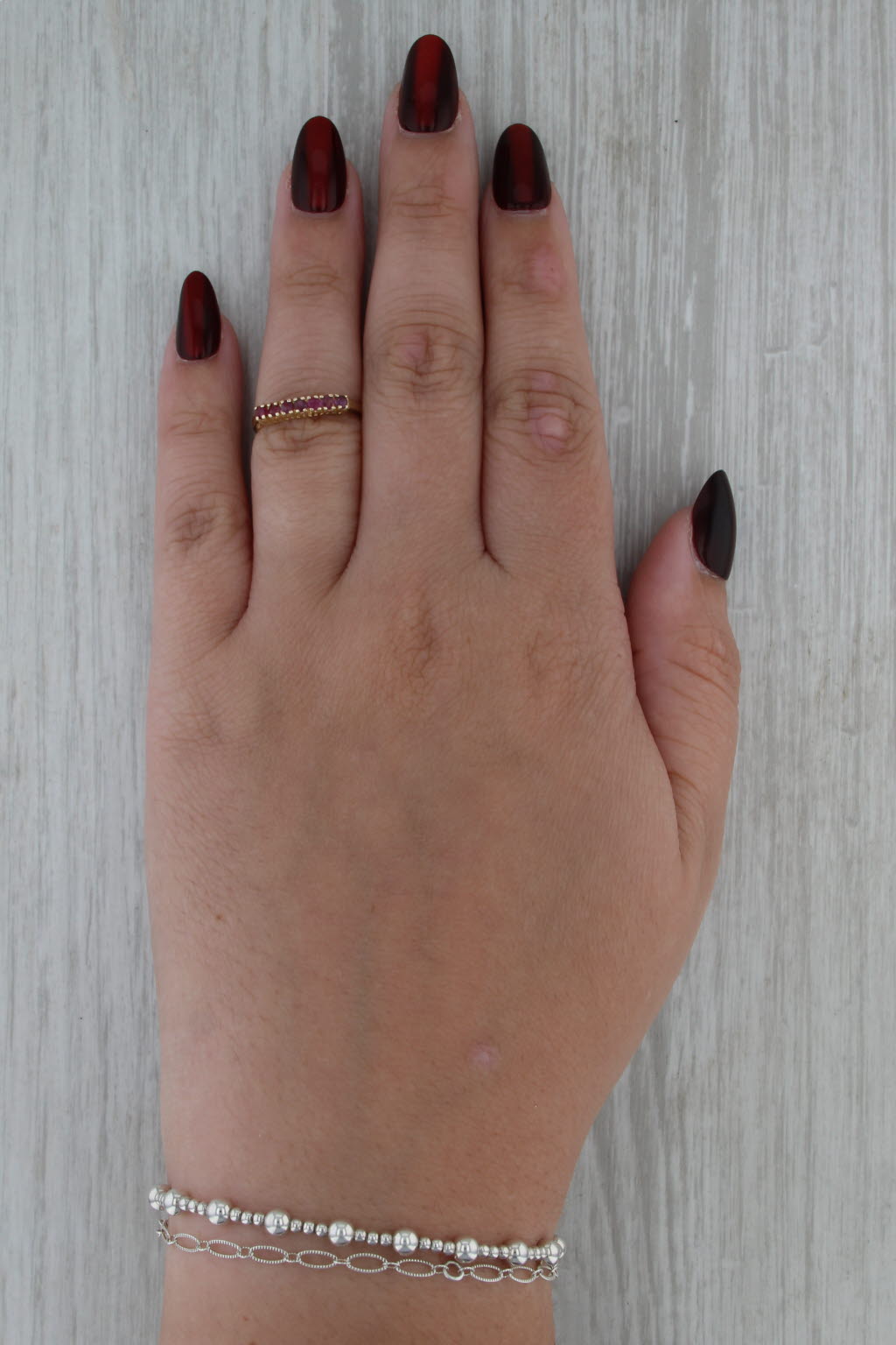 0.35ctw Ruby Stackable Ring 10k Yellow Gold Size 5.5
