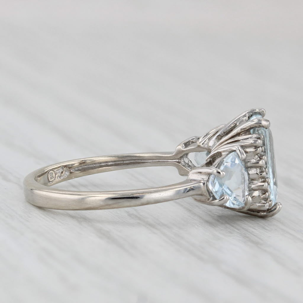 Light Gray 2.07ctw Aquamarine Diamond Ring 10k White Gold Size 5.25