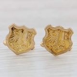 Light Gray Coat of Arms Shield Cufflinks 18k Yellow Gold Suit Accessories