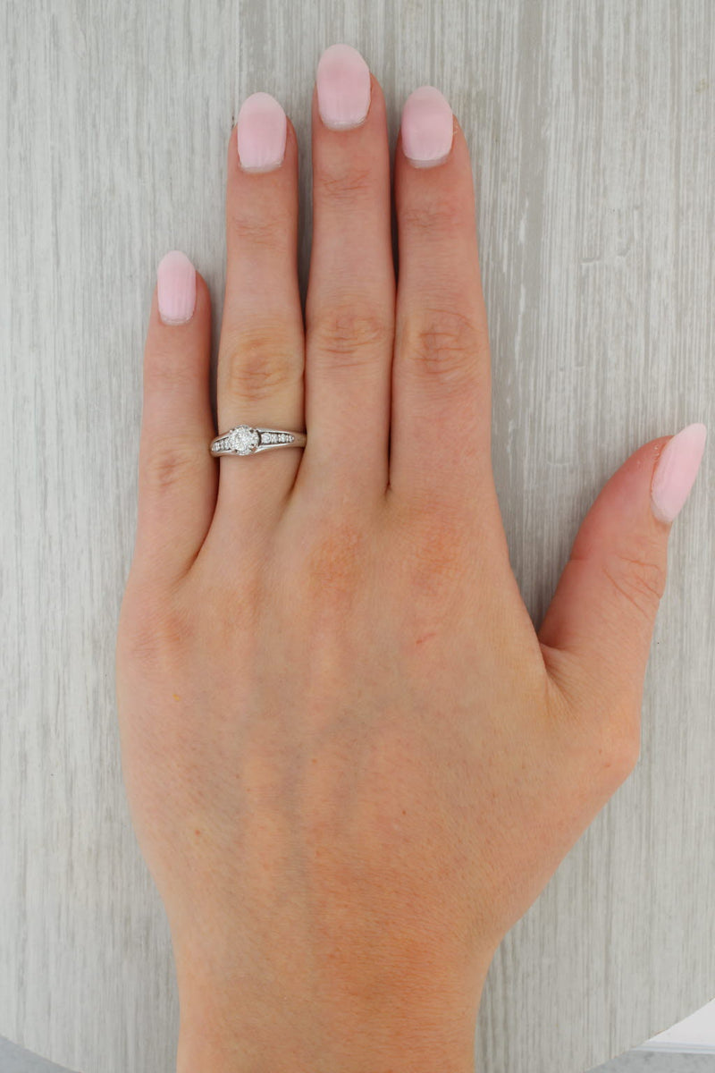 0.50ctw Round Diamond Engagement Ring 14k White Gold Size 7