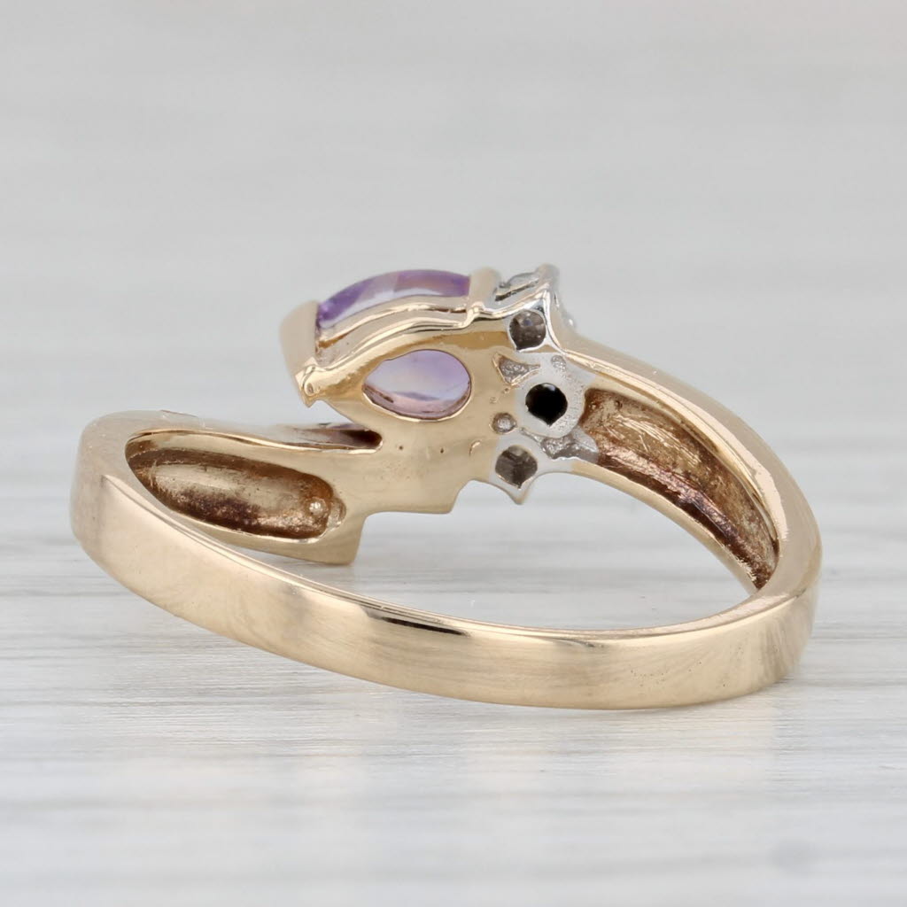 Gray 0.36ctw Amethyst Diamond Bypass Ring 14k Yellow Gold Size 6.75