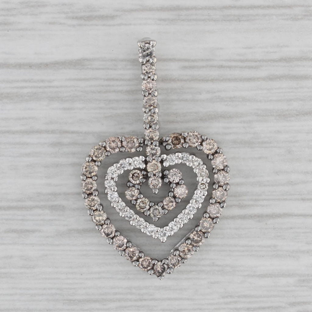 Gray LeVian 0.54ctw Diamond Layered Hearts Pendant 14k White Gold