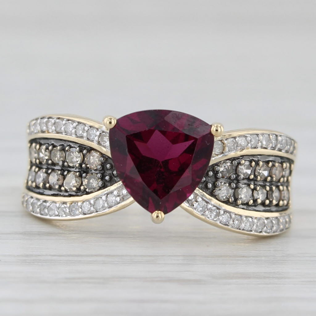 Light Gray 1.41ctw Rhodolite Garnet Diamond Ring 10k Yellow Gold Size 4.75