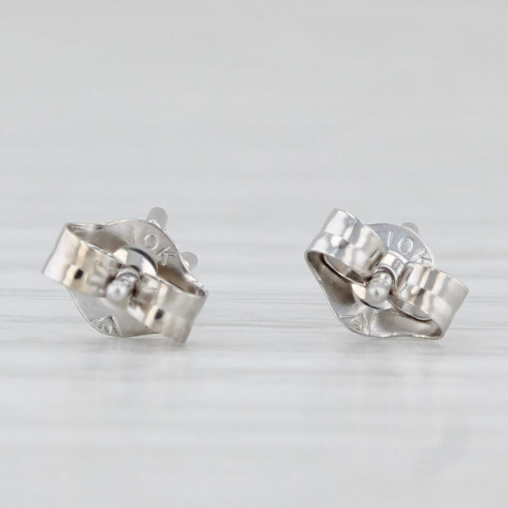 Light Gray 0.10ctw Princess Solitaire Diamond Stud Earrings 10k White Gold