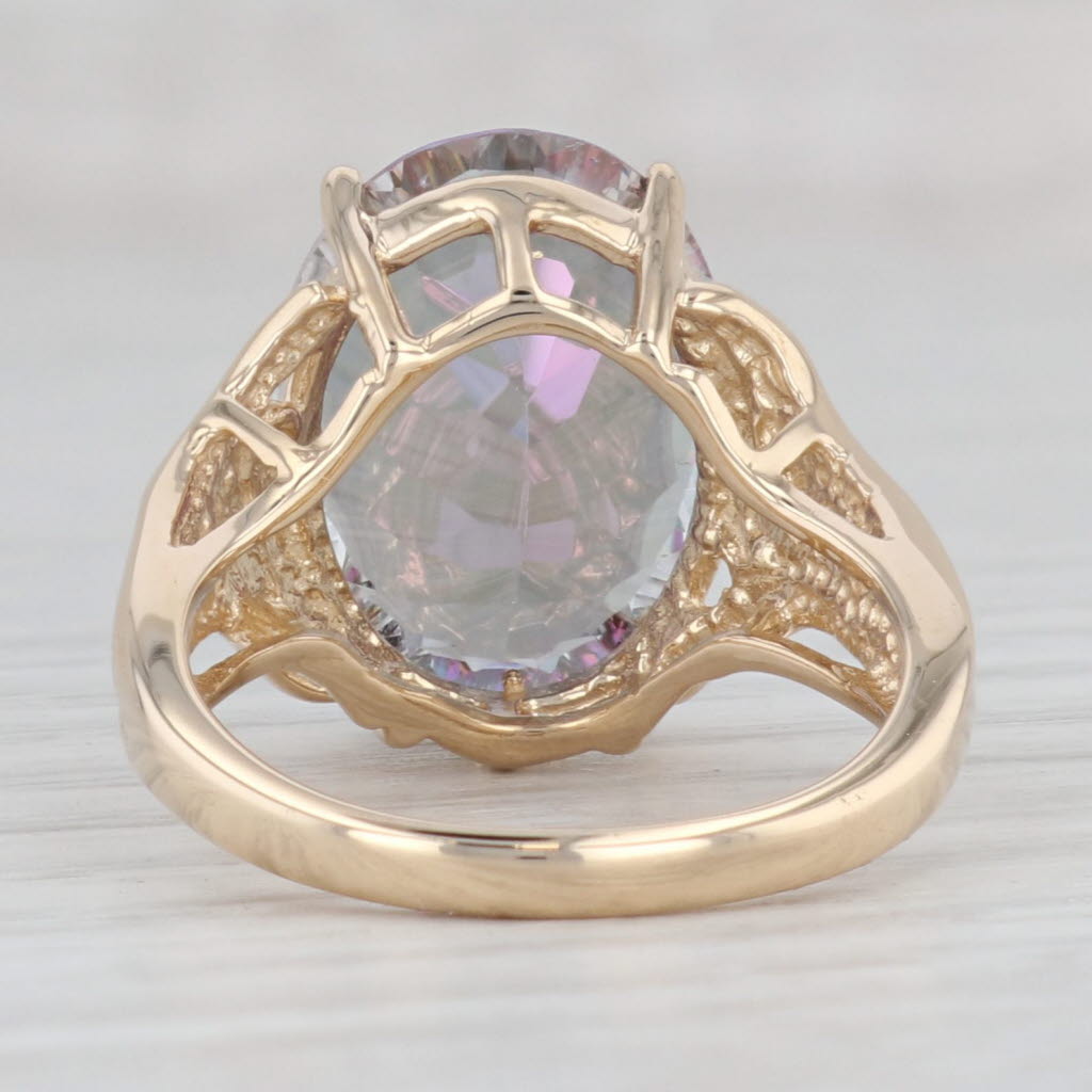 Gray 11ct Mystic Topaz Ring 14k Yellow Gold Size 7.25 Purple Green Fantasy Cut Oval