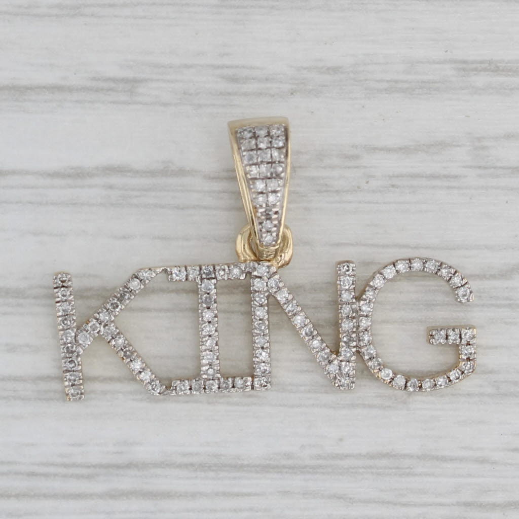 Gray 0.27ctw Diamond "KING" Pendant 10k Yellow Gold