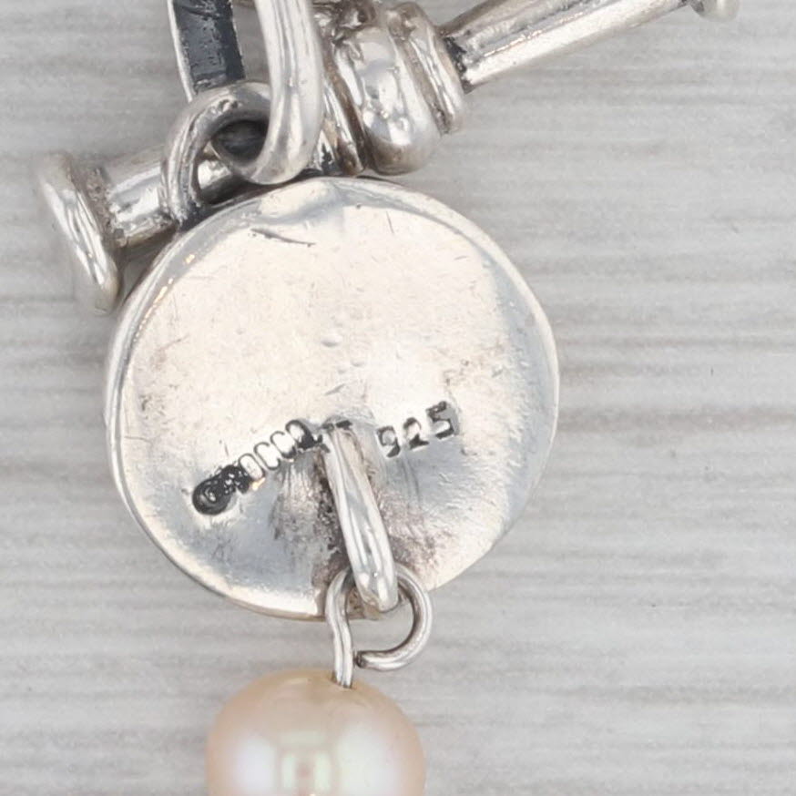 Gray Bocco Cultured Pearl Heart Charm Pendant Necklace Sterling Silver 15.5"