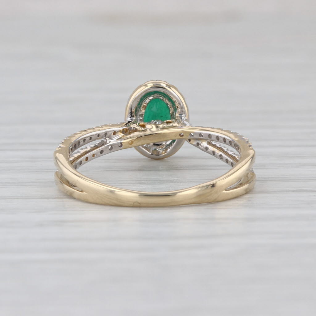 0.86ctw Oval Emerald Diamond Halo Ring 14k Yellow Gold Size 7 Engagement