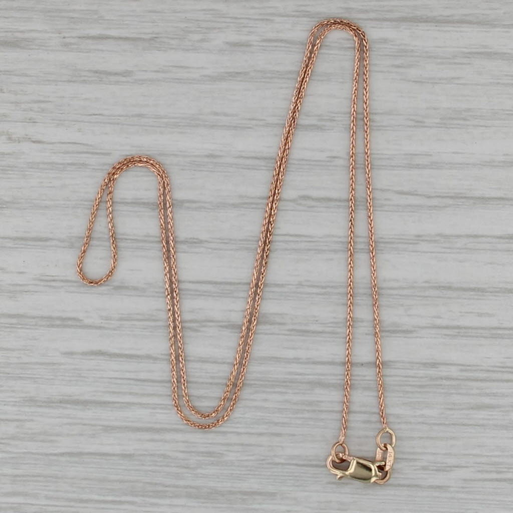 Wheat Chain Necklace 14k Rose Yellow Gold 16" 0.8mm