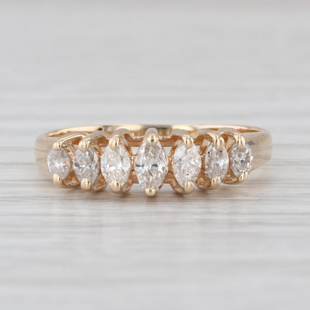 0.45ctw Diamond Tiered Rooftop Ring 14k Yellow Gold Size 6.5 Stackable Bridal
