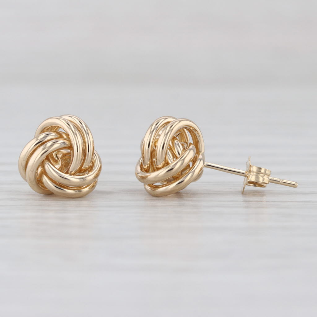 Knot Stud Earrings 14k Yellow Gold Small Round Studs