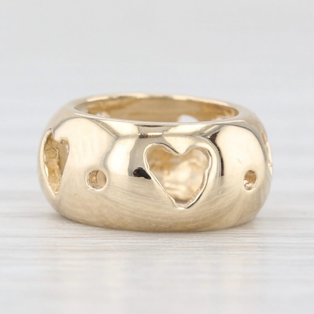 Light Gray New Heart Cutout Slide Bead Spacer Charm 14k Yellow Gold