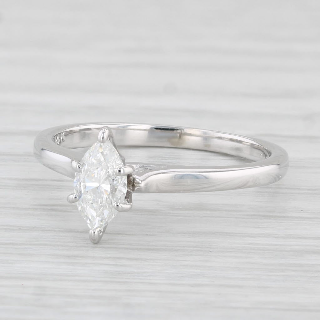 Light Gray 0.46ctw VS2 Marquise Diamond Solitaire Engagement Ring 14k White Gold Size 6.25