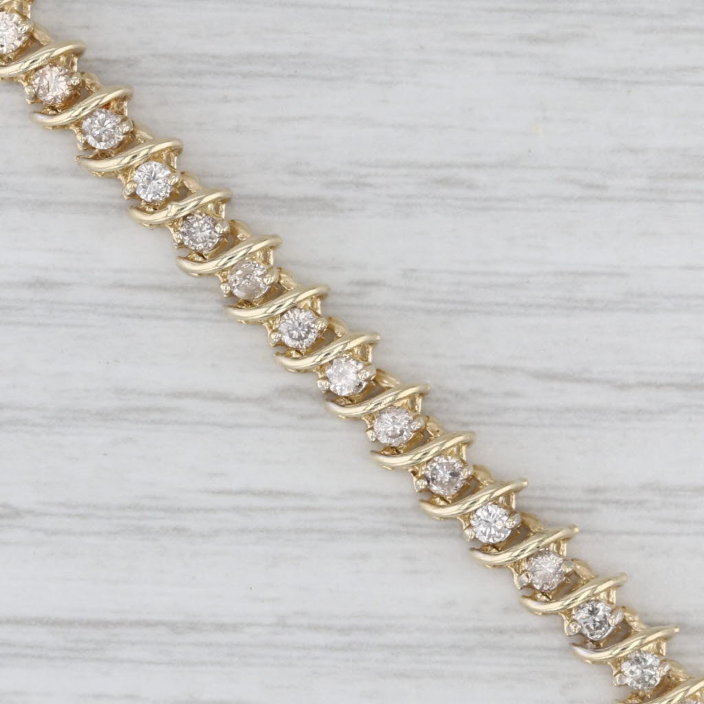 1.70ctw Diamond Tennis Bracelet 14k Yellow Gold 5.25" 5.2mm