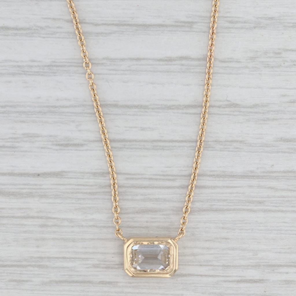 New 1.52ct Emerald Cut Lab Grown Diamond Pendant Necklace 14k Gold E VS1 IGI