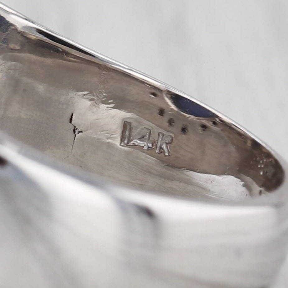 Vintage Cabochon Lab Created Star Sapphire Diamond Ring 14k White Gold Size 8.5