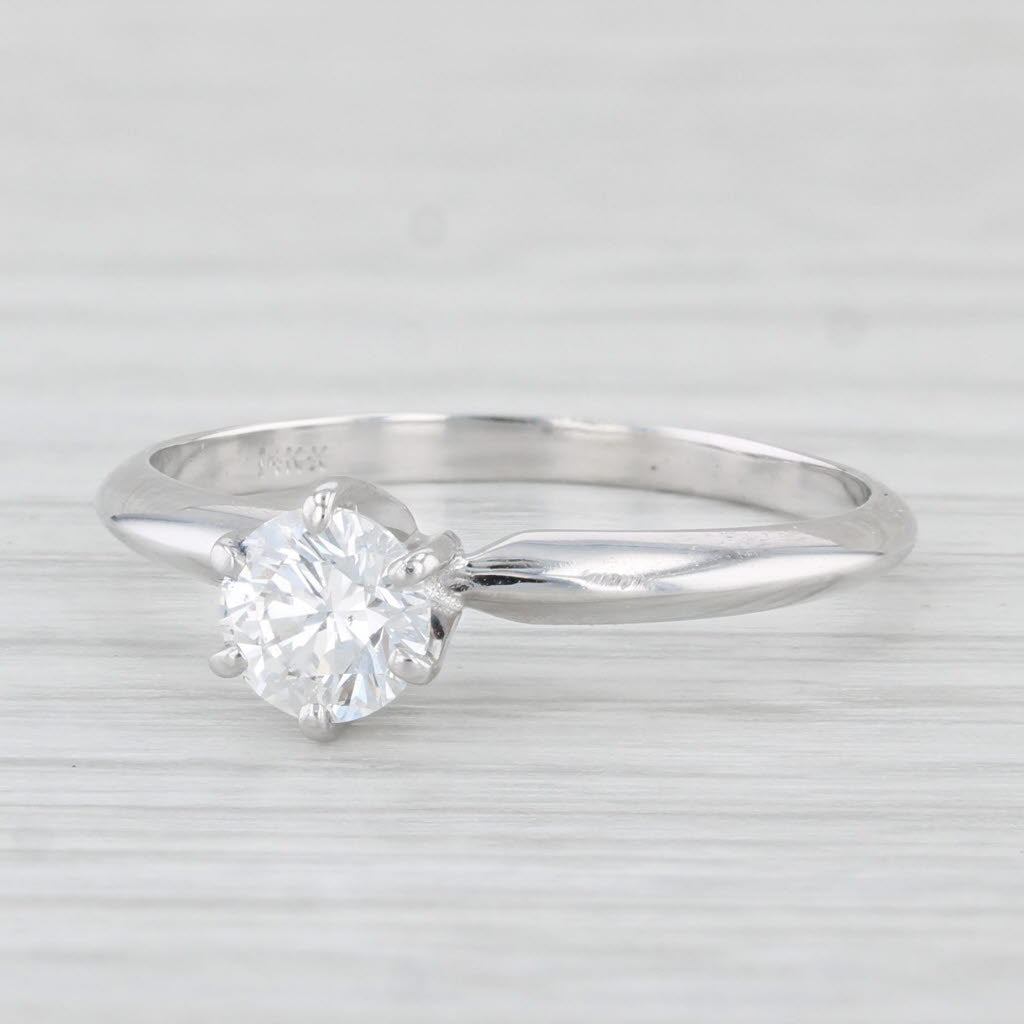 Light Gray 0.46ct Round Diamond Solitaire Engagement Ring 14k White Gold Size 7.25