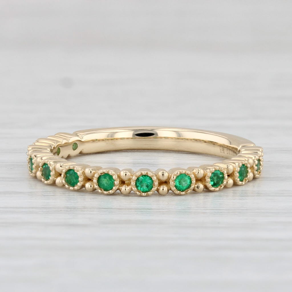 Light Gray New 0.17ctw Stackable Emerald Ring 14k Yellow Gold Wedding Band Size 6.5