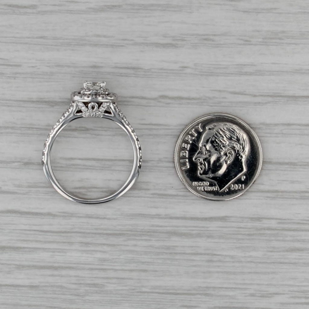 0.81ctw Round Diamond Halo Engagement Ring 14k White Gold Sz 6.25 Cathedral Band