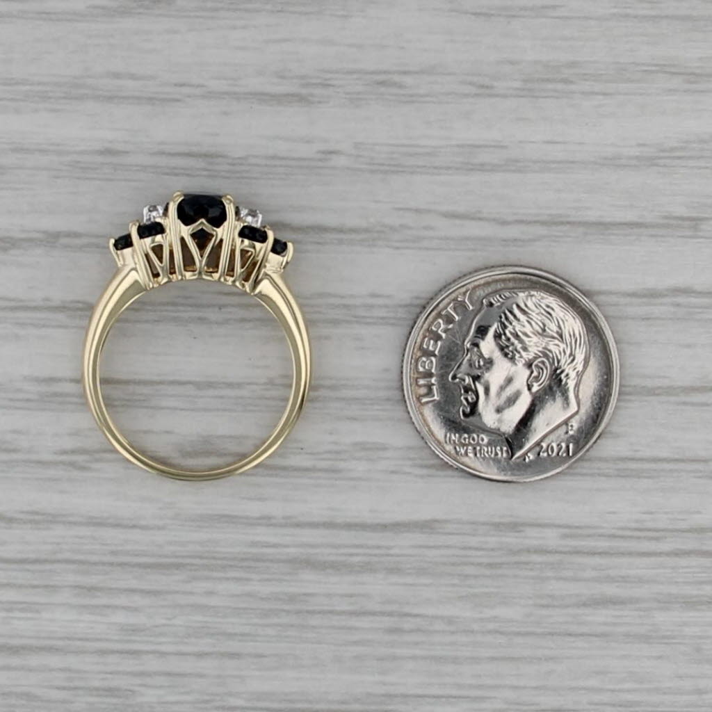 1.54ctw Oval Blue Sapphire Ring 14k Yellow Gold Size 5 Diamond Accents