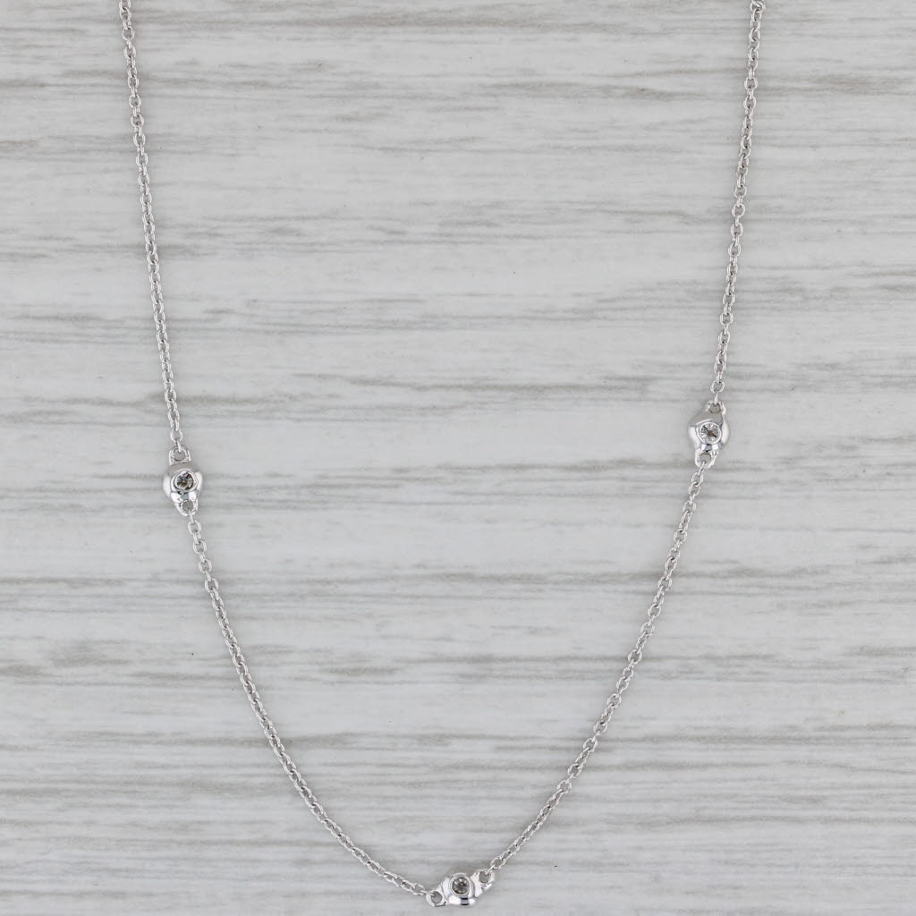 Gray 0.26ctw Diamond Station Necklace 14k White Gold 18"