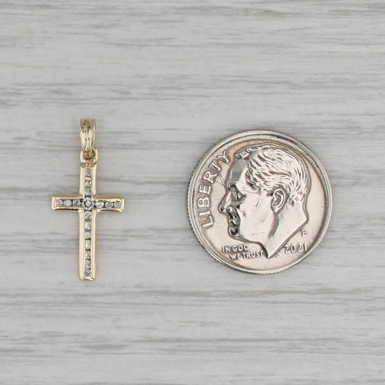 Small Diamond Cross Pendant 10k Yellow Gold