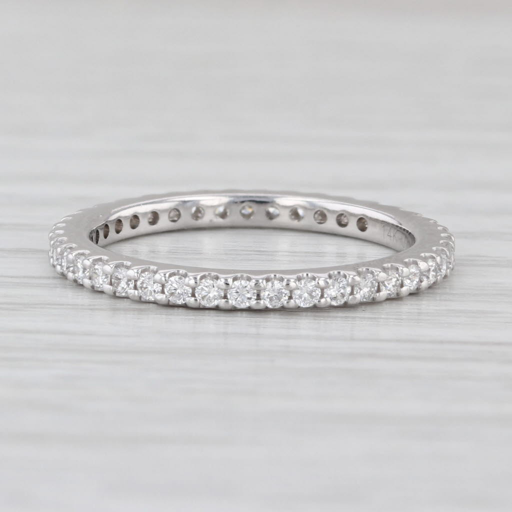 0.60ctw Diamond Eternity Wedding Band Stackable Anniversary Ring 14k White Gold