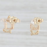 Opal Cabochon Cubic Zirconia Stud Earrings 10k Yellow Gold