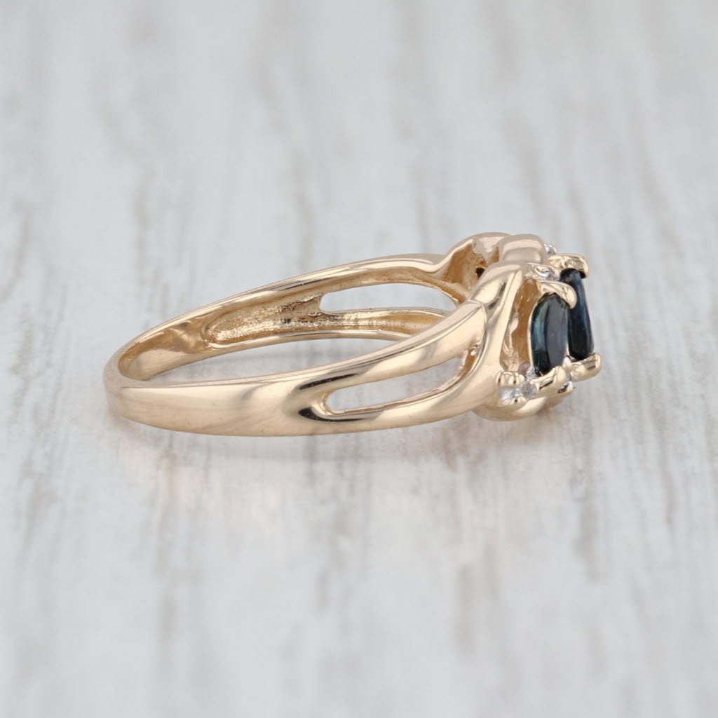 0.40ctw Blue Sapphire Diamond 3-Stone Ring 14k Yellow Gold Size 6.75 Stackable