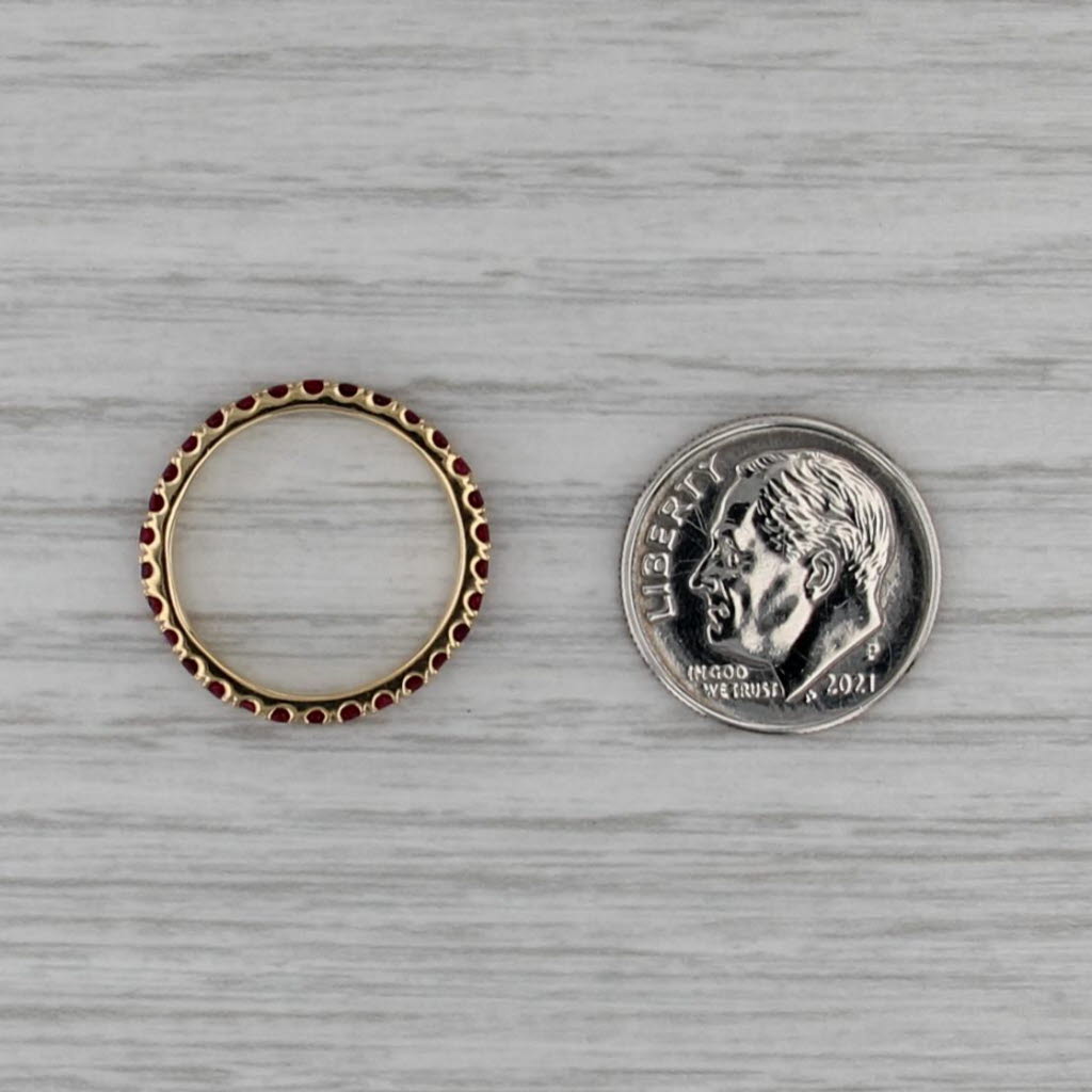 0.90ctw Natural Lab Grown Ruby Sapphire Eternity Ring 18k Gold Stackable Band