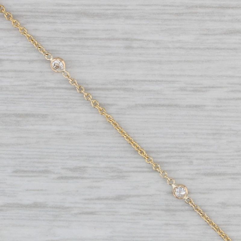 New 0.20ctw Diamond By The Yard Station Bracelet 14k Gold 7.25" Cable Chain