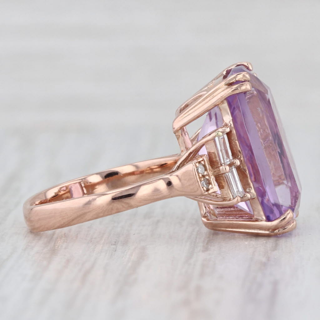 Effy 6.81ctw Light Amethyst Diamond Ring 14k Rose Gold Size 2.75