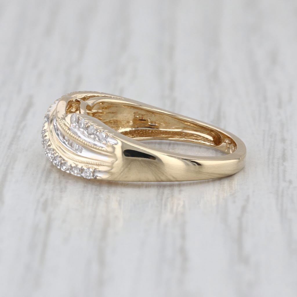 0.17ctw Diamond Bypass Scalloped Ring 14k Yellow Gold Size 6 Wedding Anniversary