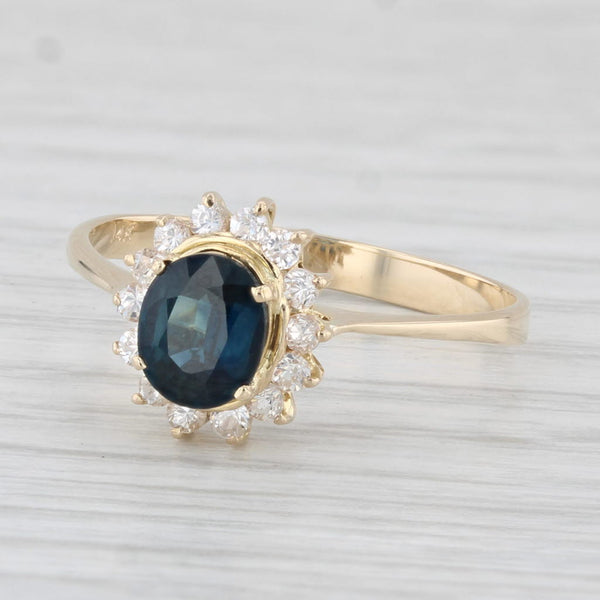0.97ctw Oval Blue Sapphire Cubic Zirconia Halo Ring 14k Yellow Gold Size 7.5