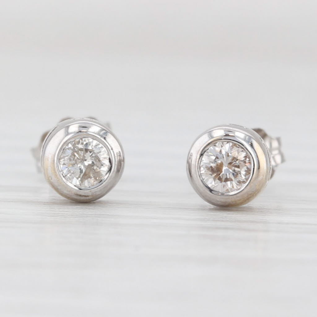 Light Gray 0.25ctw Round Diamond Solitaire Stud Earrings 14k White Gold