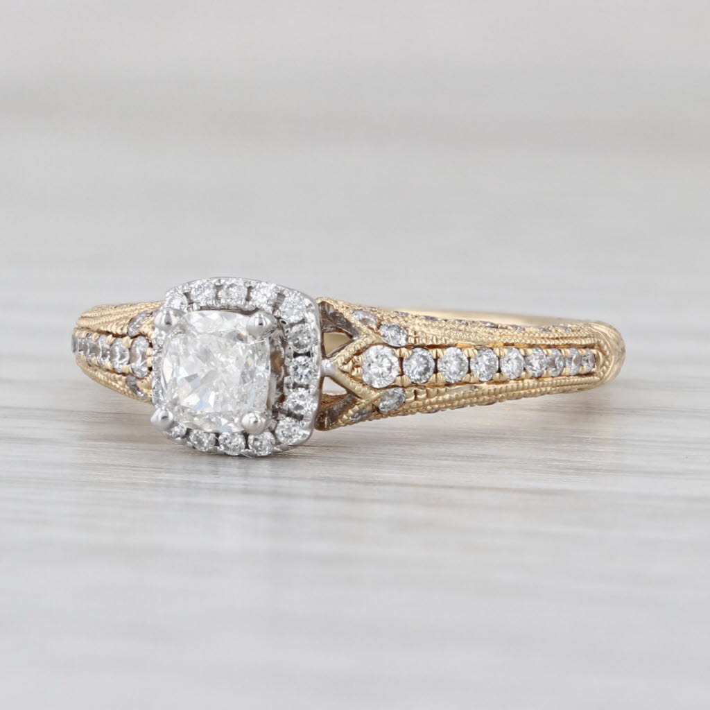 Neil Lane 0.84ctw Princess Diamond Halo Engagement Ring 14k Yellow Gold Sz 6.75