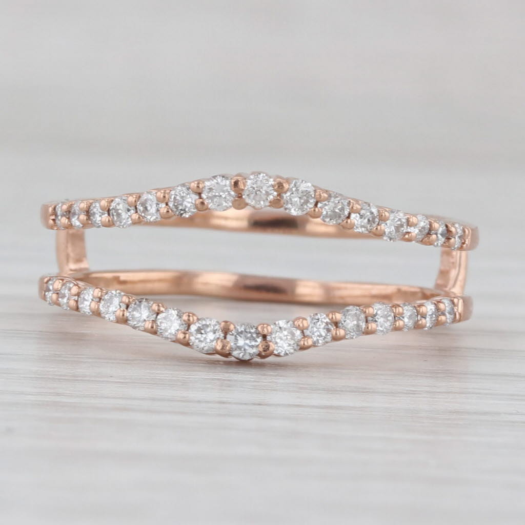 Light Gray 0.50ctw Diamond Ring Jacket Guard Wedding Band 14k Rose Gold Size 8.25