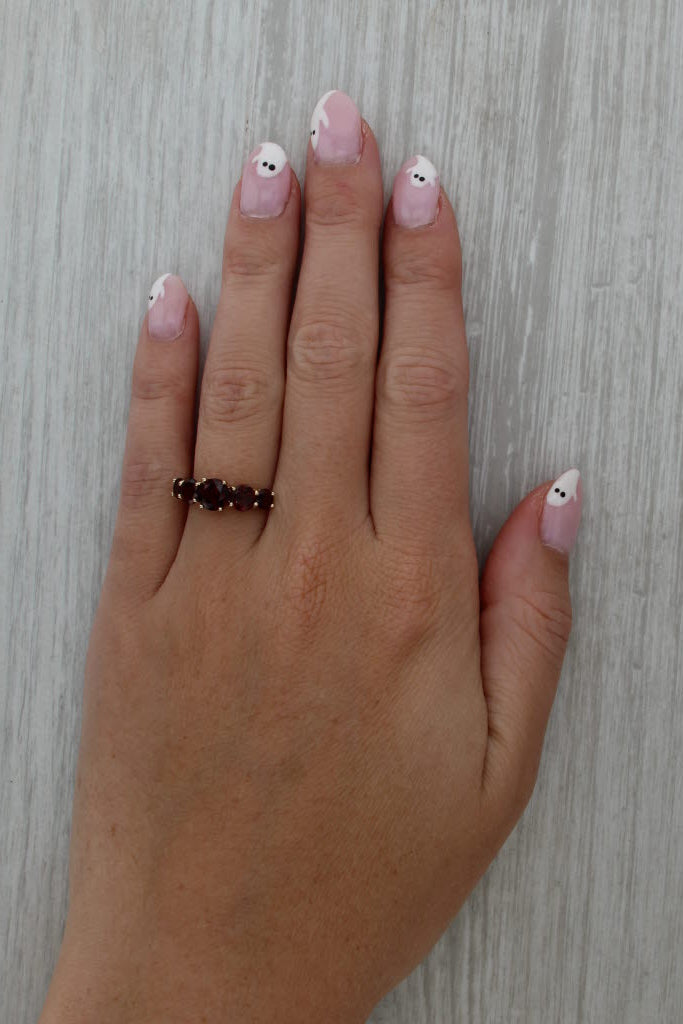3ctw Garnet 5-Stone Ring 14k Yellow Gold Size 6.75 Stackable