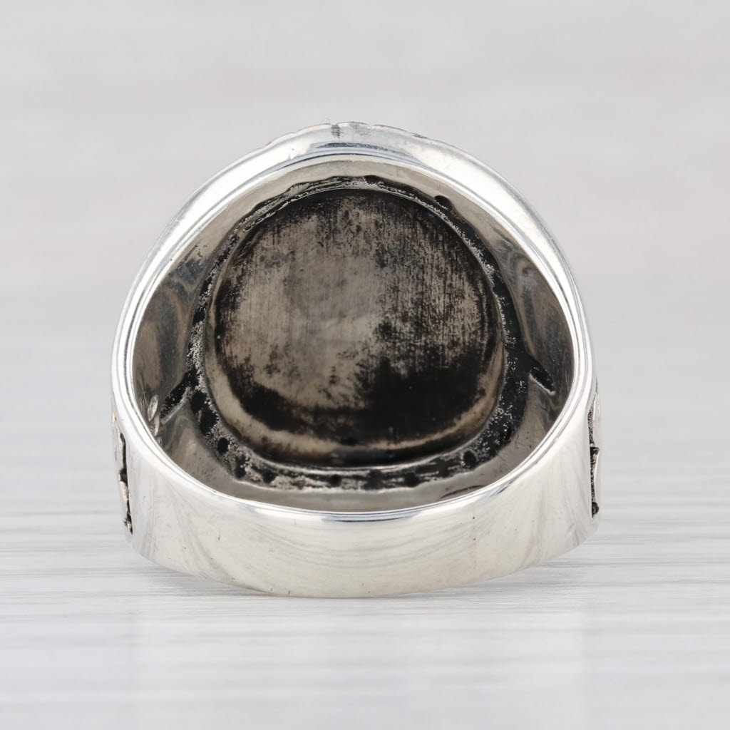 Howling Wolf Coin Ring Sterling Silver Size 13 Biker Ring