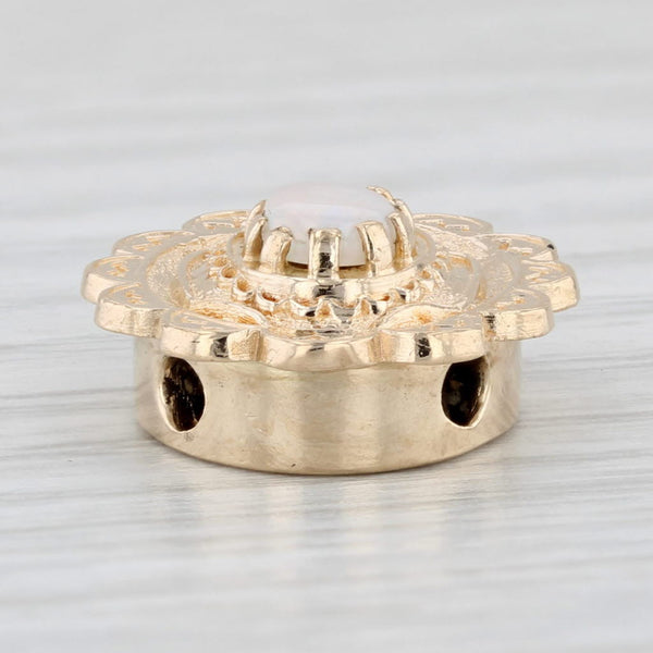 Light Gray Richard Glatter Opal Slide Bracelet Charm 14k Gold Vintage Cabochon Solitaire