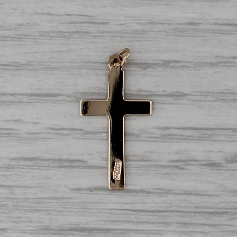 Vintage Etched Cross Pendant 14k Yellow Gold Estate Religious Jewelry