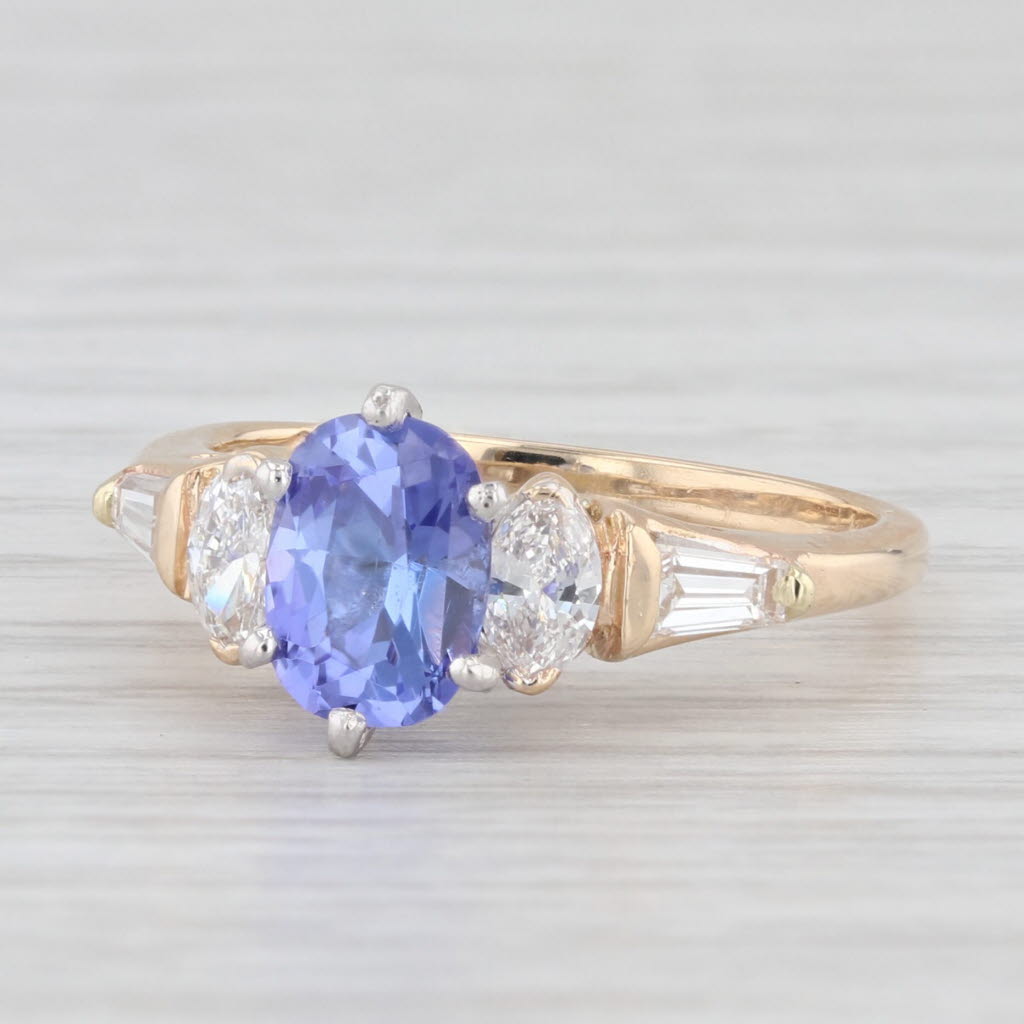 Light Gray 1.66ctw Tanzanite Diamond Ring 14k Yellow Gold Size 6 Oval Engagement