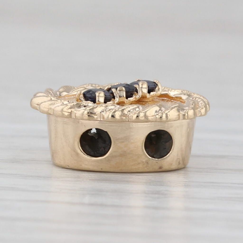 Gray 0.24ctw Blue Sapphire 3-Stone Slide Bracelet Charm 10k Yellow Gold Vintage