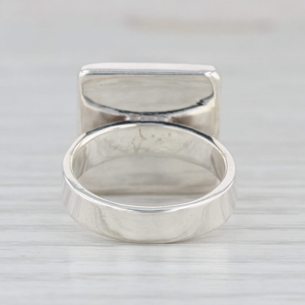 Engravable Square Signet Ring Sterling Silver Size 5.5 Statement
