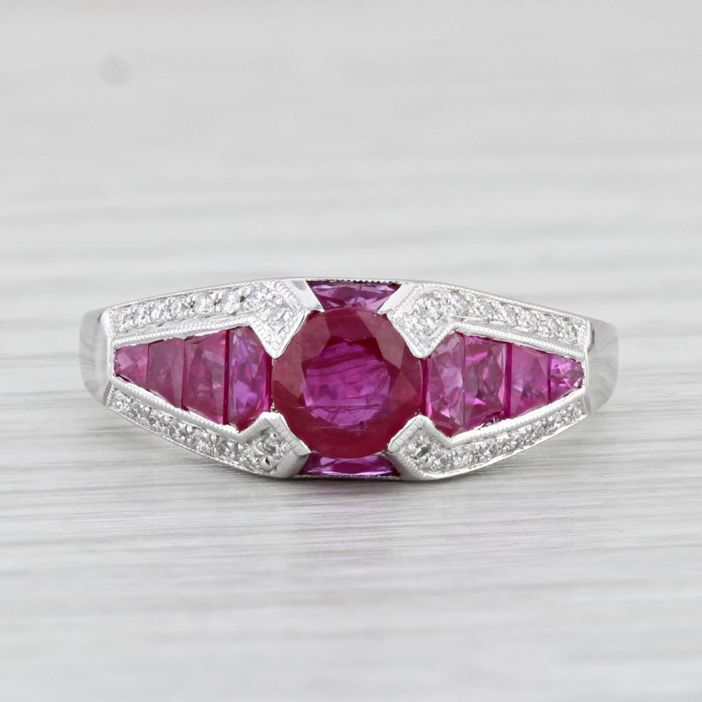 Light Gray New Beverley K 2.38ctw Ruby Diamond Ring 14k White Gold Size 7.25